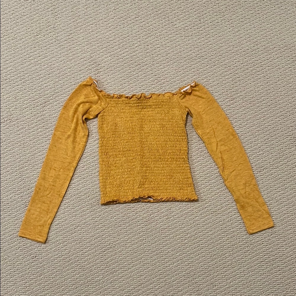 Urban | Mustard Off-Shoulder Long Sleeve Top